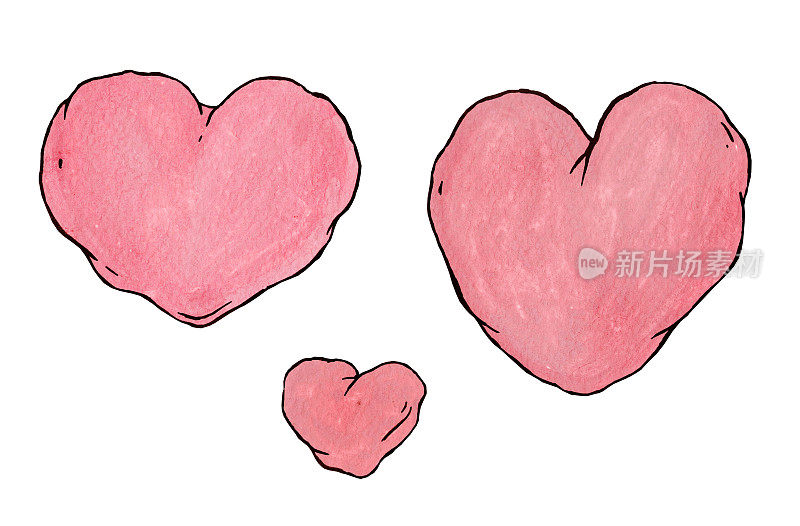 a set of three irregular hearts